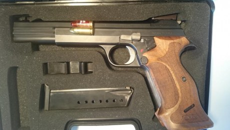   VENDO SWISS ARMS P210 5 LS 9mm PB , "HEAVY FRAME" . TIENE CAÑON DE 6 PULGADAS , ES LA "SUIZA" 00