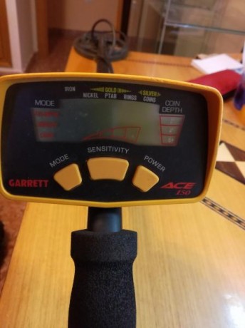 Se vende el detector de la fotografia.
Es el modelo Ace 150 de la marca Garret.
Se habrá utilizado unas 01