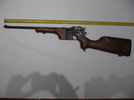 Vendo Carabina Mauser C-96 Cal 9mmPb
Cuidadisima y mimada al más mínimo detalle!
Longitud 877mm
Peso 1,9 02