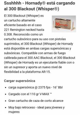 Muy buenas, veo en una tienda de armas en españa esta municion para el 300blk.
Son 220 grains. Ira bien 130