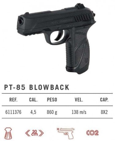 Hola. Pongo a la venta una pistola gamo PT-85 blowback co2 sólo estrenada. 

Semiautomática. Funciona 20