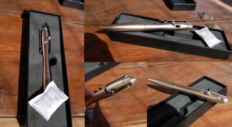 Bolígrafo de aluminio desmontable con punta rompevidrios de aleación de Tungsteno. Mecanismo de apertura 00