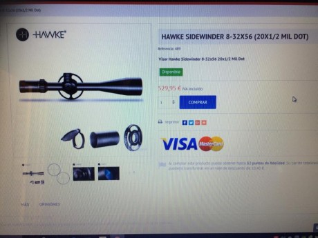 VENDO dos visores HAWKE de 8x32x56 de este año 2017. ( de JUNIO 2017). Los vendo por comprar dos LEUPOLD 02