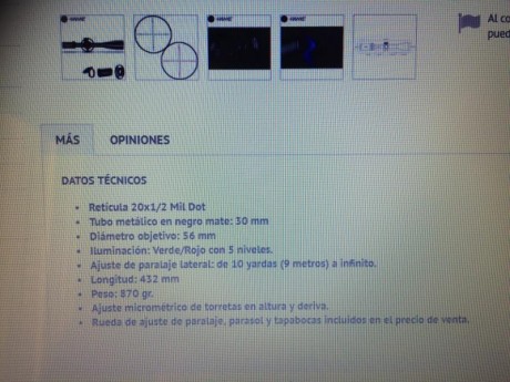VENDO dos visores HAWKE de 8x32x56 de este año 2017. ( de JUNIO 2017). Los vendo por comprar dos LEUPOLD 12