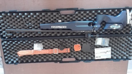 Hola:
Vendo carabina Wlather modelo KK-100 calibre 22 lr y equipo de tiro.
Se vende todo conforme se ve 20
