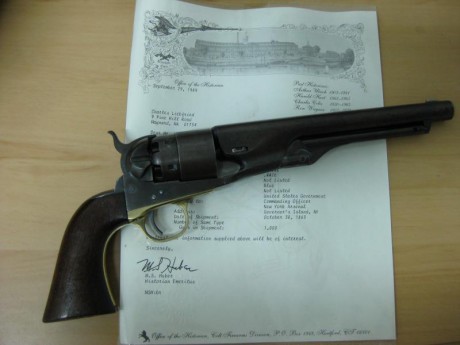 Hola a todos:
Vendo mi Colt Army 1860 original de destino militar y fabricado en el año 1863. Muestro 00