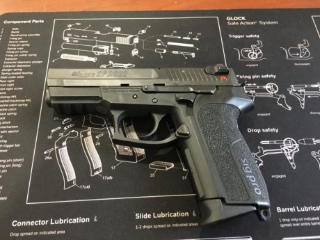 Hola vendo mi Sig Sauer Sp 2022 del 9 mm parabellum con 200 cartuchos tirados, está impoluta y va fenomenal, 10