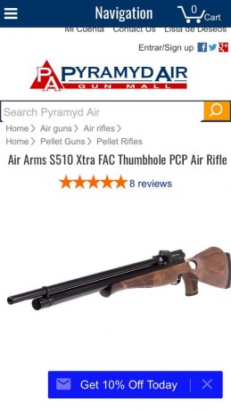 Hola estoy interesado en comprar una carabina Air  Arms S410 o S510 extra fac culata tumbhole para diestros, 00