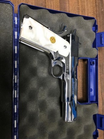 Colt 45 MK IV Serie 80 Combat Élite preciosa, precisa y nikelada. Dos cargadores. Agrupa de maravilla 00