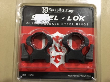 Pongo a la venta dos juegos de monturas a estrenar.
1.- anillas nikko stirling  para tubo de pulgada y 01