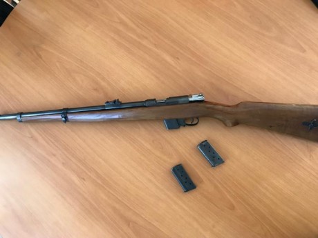 Cambio esta carabina Destroyer 9mm Largo, año 1959. Estado muy bueno, pavonado mecanismos y madera (ligeras 02