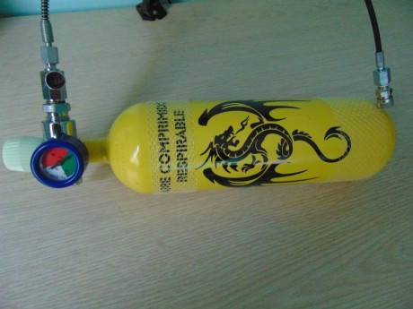 Hola, necesito ayuda porfavor, 
cargo las carabinas en el campo con esta botella de airsoft, a la que 110