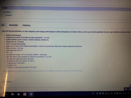 VENDO CARABINA BROCOCK (DAYSTATE) DEL CALIBRE 5,5 sintetica  DE AGOSTO DEL 2017

CARABINA POTENTE Y PRECISA 00
