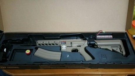 Hola !  . Vendo un fusil de asalto de airsoft  ,  cm16 dst g&g  ,  es de fibra , plastico , esta usado 02