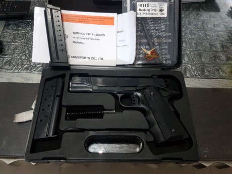 Vendo norinco NP29 con 3 cargadores y equipo de muelles,muy pocos tiros y aún le quedan 9 meses de garantía.
Esta 00