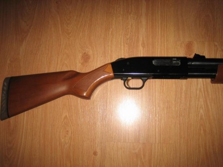 Hola. Vendo escopeta de corredera con cañón de 71cm, y tres polichoques internos, también tiene lumbreras, 01
