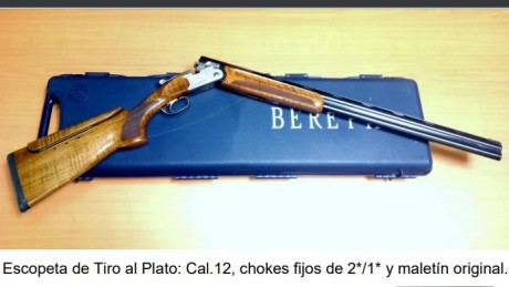 Escopeta de Tiro al Plato: Cal.12, chokes fijos de 2*/1* y maletín original.  750 euros
Elías - 627904038 01