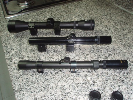 Hola,
3 visorcetes.

1NCS STAR 6X42 Retícula Mildot. Nuevos a estrenar con embalaje original.
1 Bushnell 01