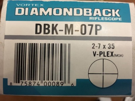 Vendo un visor vortex diamondback 2-7x35 muy poco uso casi nuevo, con su caja, documentación y tapas. 00