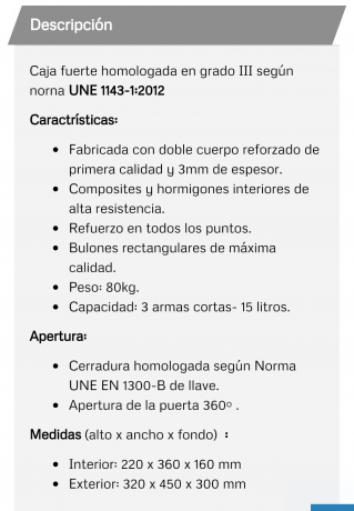 Armero grado III con menos de un año por abandono de actividad.
Marca Cobra modelo SBS-320
Especificaciones 01