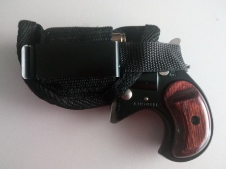 VENDIDA
Hola a todos,
Pongo a la venta Cobra Derringer de 9mm Pb, del año 2009, acabado negro, cachas 00