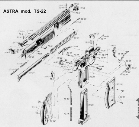 Principales repuestos para la pistola Astra ts 22 y muy difíciles de encontrar :
TS-24 Muelle de la corredera
TS-47 01