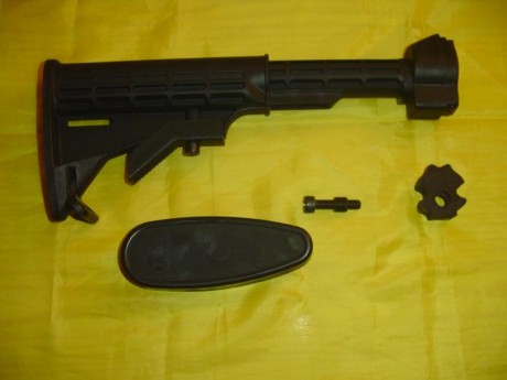 Conjunto de accesorios para tunear rifle cetme. esta compuesto por:
- Culata tipo M4 de 5 posiciones con 00
