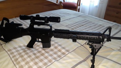 Vendo carabina jagger adler ap74 calibre 22lr. Como se puede ver tiene varias cosas a mayores. Rail para 00