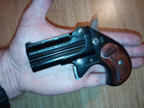 VENDIDA
Hola a todos,
Pongo a la venta Cobra Derringer de 9mm Pb, del año 2009, acabado negro, cachas 10