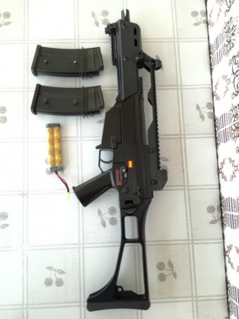 Hola, vendo fusil de Airsoft Tokyo Marui G36C, metálico, semi y automático, en perfecto estado, sólo probado 02