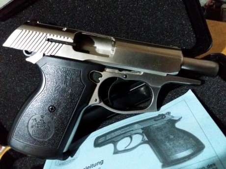 Vendo detonadora Mauser HSC Mod. 90 9 mm PAK, niquelada, en perfecto estado de coleccionista, impecable.
PTB 00