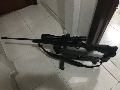 Se vende este rifle en perfecto estado con freno de boca, gatillo Timney ajustable bases y anillas, calibre 00