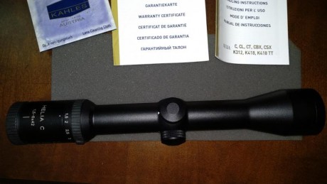 VENDIDO CERRAR GRACIAS
Visor Kahles Helia 1,5-6x42 L (acabado aluminio) de carril,retícula 4a con 25 mts 00