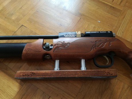 Carabina cometa lynx 4.5mm totalmente customizada 
Culata tallada a medida para las manos y preparada 02