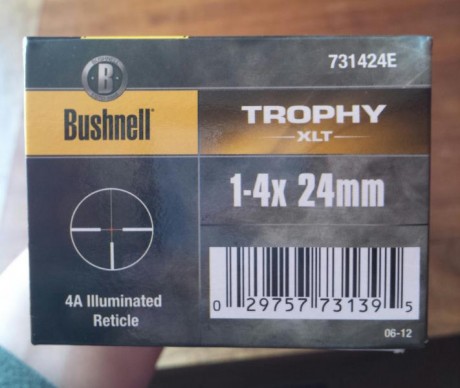 Vendo visor de batida bushnell trophy xlt 1-4×24 con retícula iluminada, está nuevo, no se ha usado ni 00