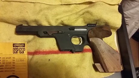 Un amigo deja el tiro y se deshace de sus yerros.
Uno de ellos es esta veterana Walther GSP en perfecto 00