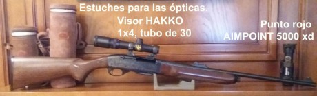 Vendo Remington 7400, en perfecto estado:
Visor: HAKKO 1x4 con tubo de 30
Punto rojo AIMPOINT 5000 xd
Fundas 01