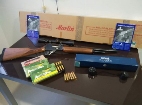 Se vende este rifle Marlin en dicho calibre, con sus elementos apel desmontables, (bases y anillas), y 11
