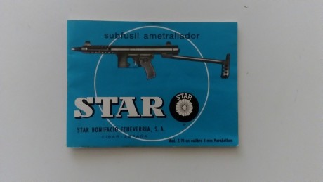Buenos dias.
Vendo este manual de epoca(años 70),  del Subfusil Star Z-70. En perfecto estado, impecable.
Precio. 00
