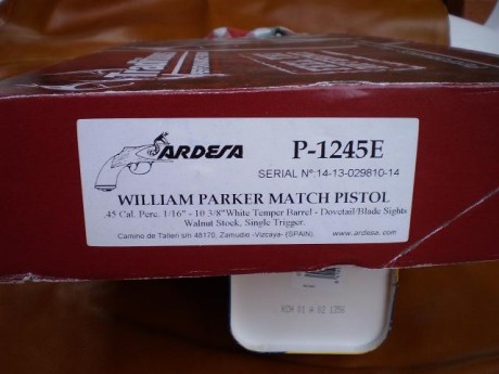 se vende pistola william parker match
calibre 440
esta en Collado Villalba Madrid 
precio 250 € 20