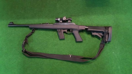 CARABINA MARLIN CAMP CAL. 45 ACP CON CULATA TÁCTICA Y DE MADERA. APTA PARA CAZA. CON VISOR DE PUNTO ROJO 02