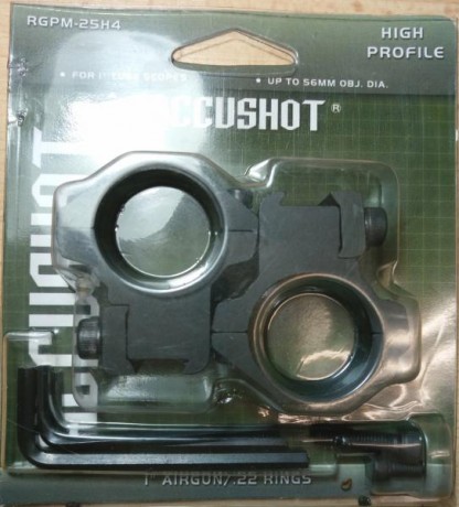 En venta dos juegos de anillas, unas altas y otras medianas para 22Lr carril 11mm. y de 1" 25,4mm.
Son 01