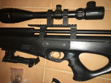 Un amigo me a pedido que le ponga a la venta esta carabina contá de cargador monotiro y multitiro,bipode, 12
