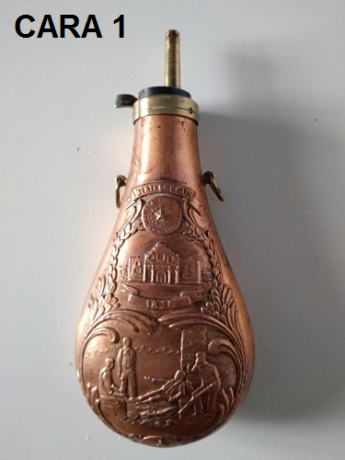  Polvorera fabricada a mediados de los 60 muy bien conservada, realizada con piezas de bronce y cobre 02