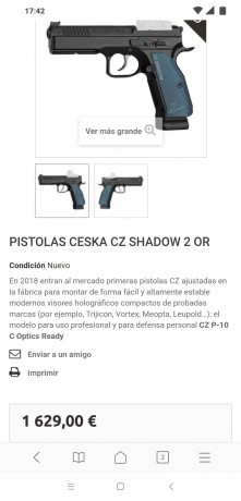 Buenas, alguien sabe si van a importar a ESPAÑA este modelo? Es una Shadow 2 con tapa para visor

https://www.czub.cz/en/produkty/pistole/competition/cz-shadow-2-or.html 71