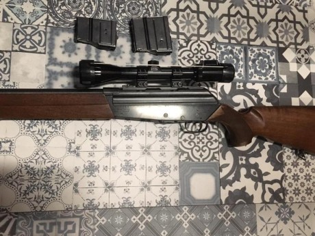 En calibre 3006.
Impecable. Vendo por no usarlo. Incluyó las monturas fijas y el visor Bushnell además 00