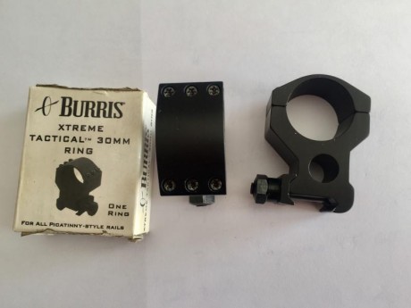 Se ofrecen dos anillas BURRIS XTR de 30 mm, las mas altas, especiales para armas tacticas como M16, M5 00