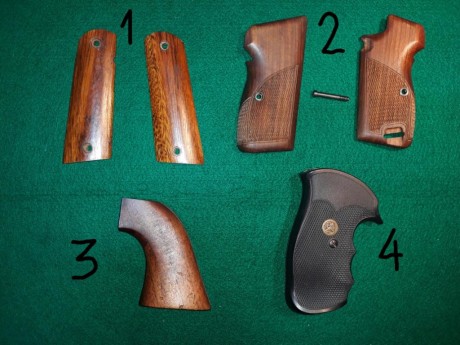 Vendo cachas de las siguientes pistolas y revolveres:

1.- Llama 9 largo 1911 (25 €)
2.- Sig P210 (70 01