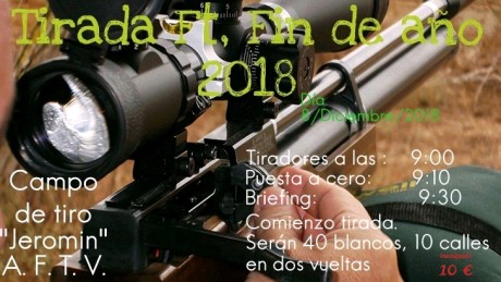 Hola a todos :
Quisiera anunciar una tirada de Field target, organizada por la AFTV (asociación vallisoletana 00