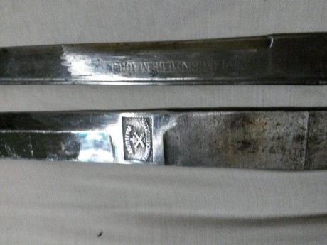 lote de 2 hojas de sables para montar la empuñadura, son de la fabrica de toledo . una es en torno a 1900 00